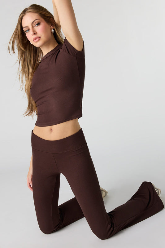 Soft Ribbed T-Shirt & Flare Pant Set