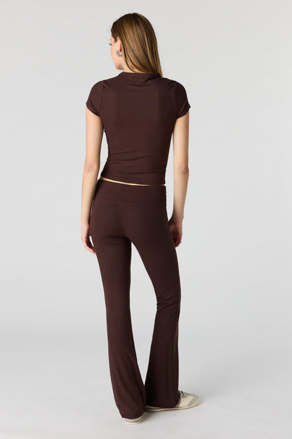Soft Ribbed T-Shirt & Flare Pant Set