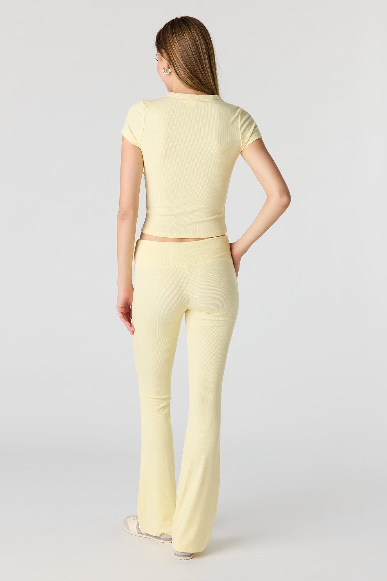 Soft Ribbed T-Shirt & Flare Pant Set