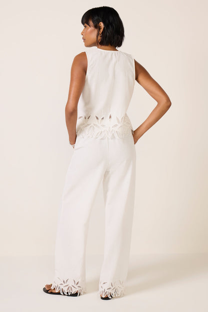 Emmie Embroidered Wide Leg Pant