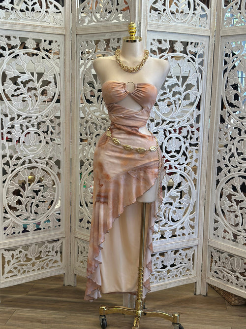Tie Dye Cutout Dress- Estira, Stretchy