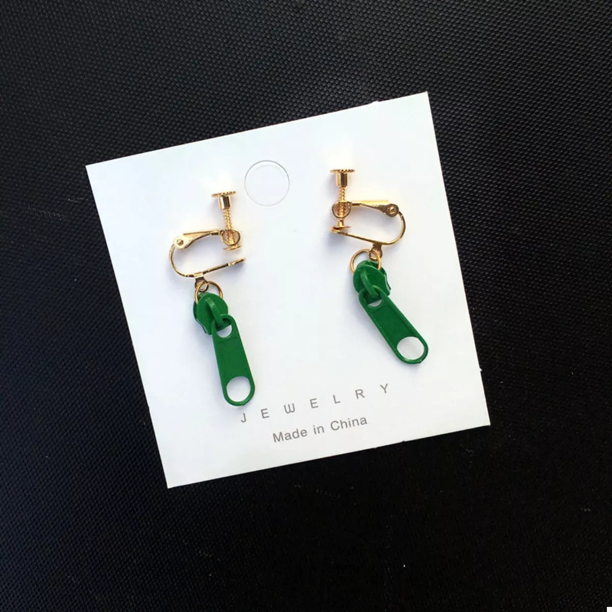 Zipper Dangle Clip-on Earrings