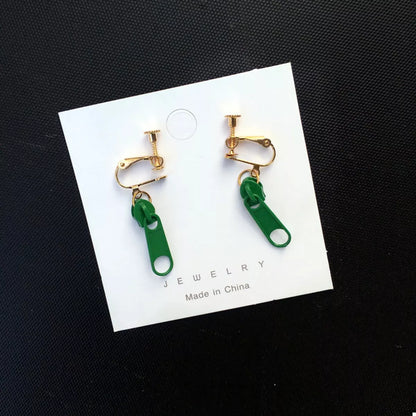 Zipper Dangle Clip-on Earrings