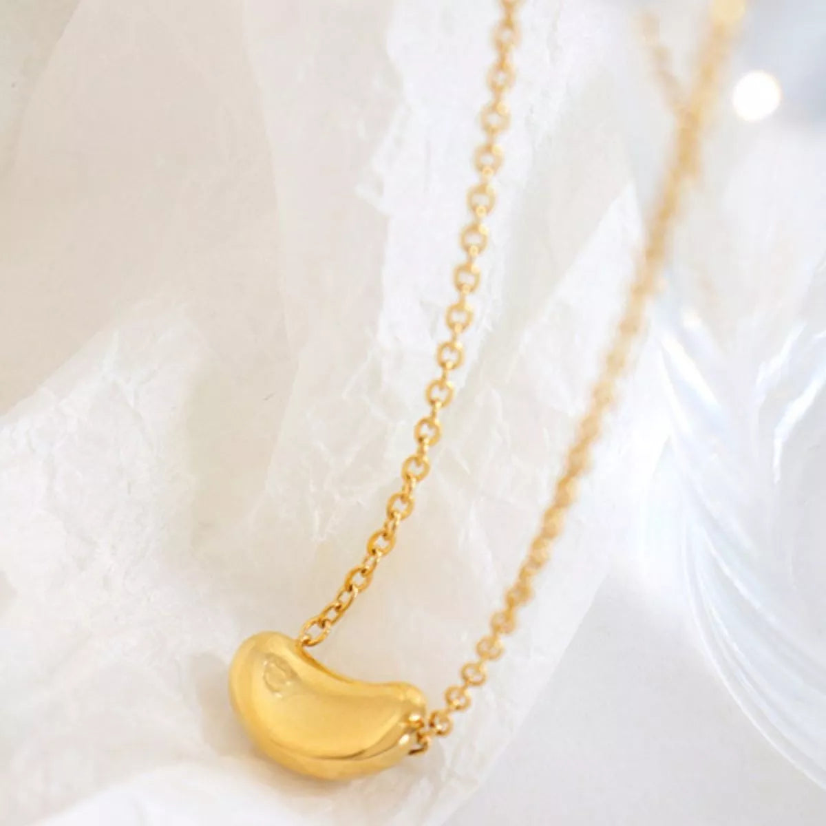 18K Gold-Plated Bean Pendant Necklace
