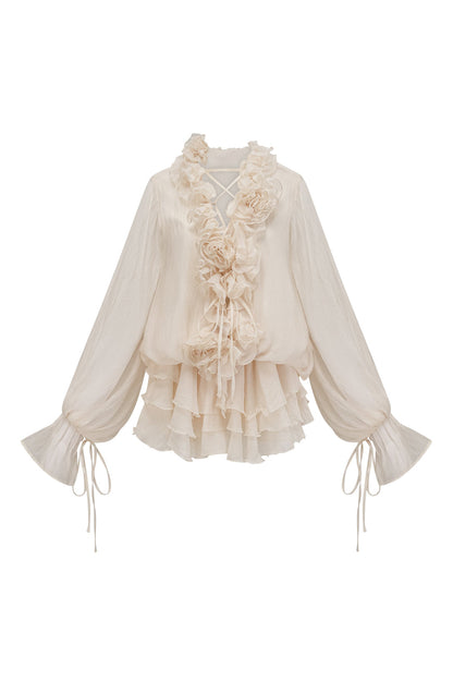 Olive Puff Sleeve Tiered Mini Dress