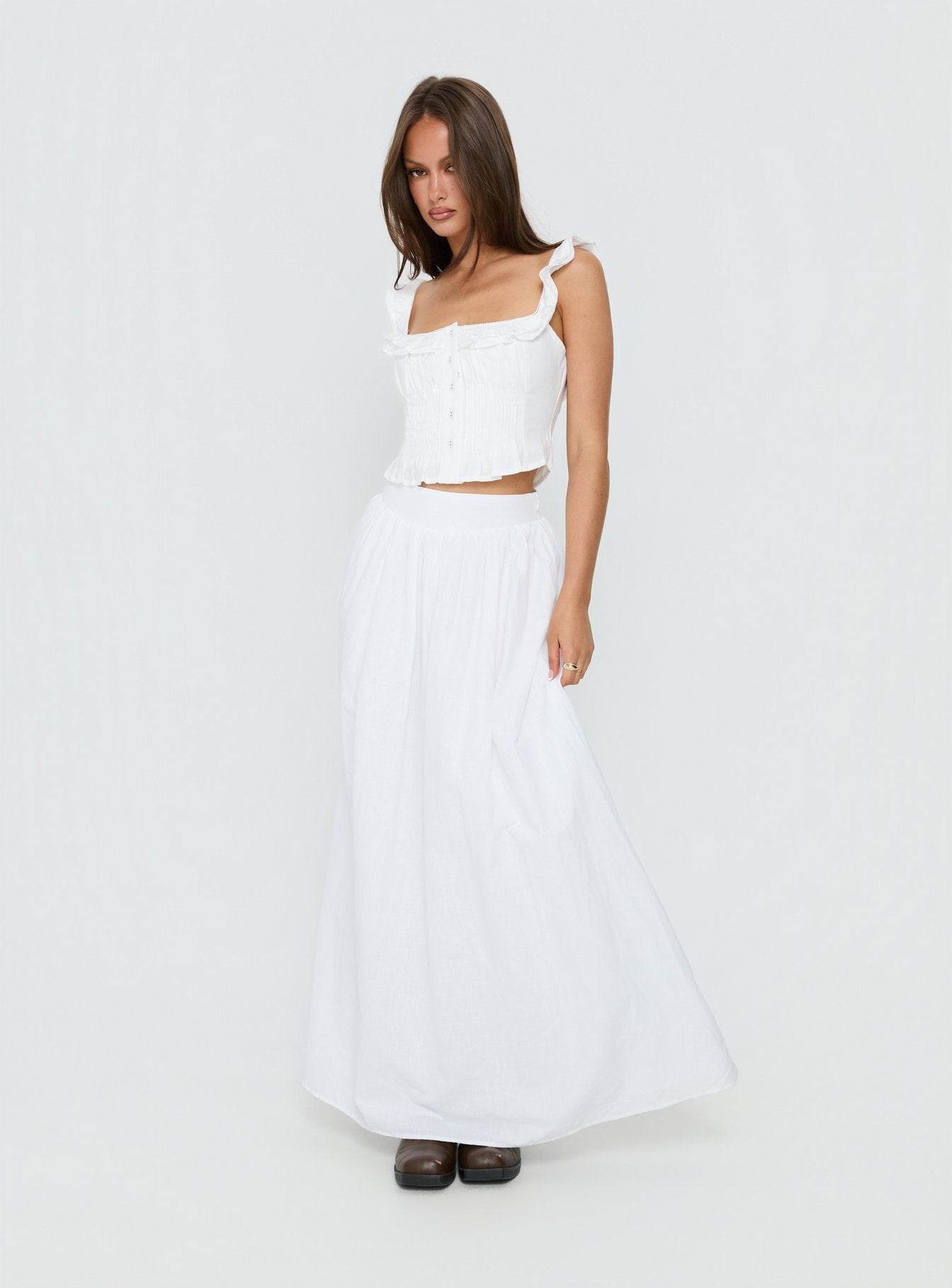 Isadoria Frill Top White