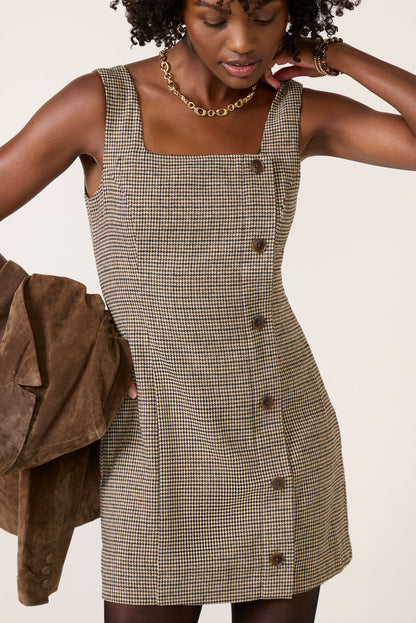 Houndstooth Wool Mini Dress