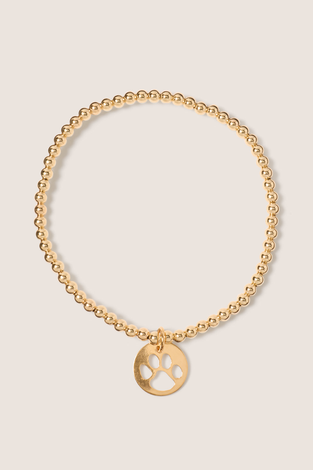 Classic Gold 3mm Bracelet - Paw Print Gold Disc