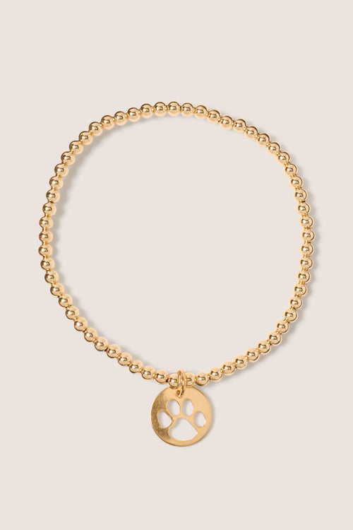 Classic Gold 3mm Bracelet - Paw Print Gold Disc