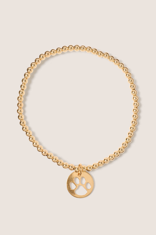 Classic Gold 3mm Bracelet - Paw Print Gold Disc