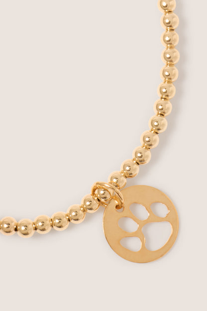 Classic Gold 3mm Bracelet - Paw Print Gold Disc