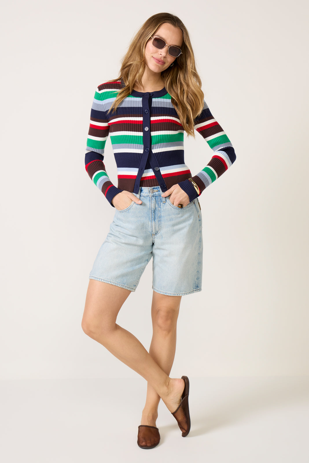 Alyssa Stripe Twin Set Cardigan