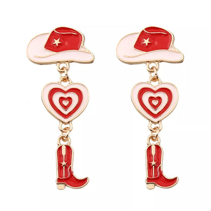 Cowgirl Boots Heart Dangle Earrings