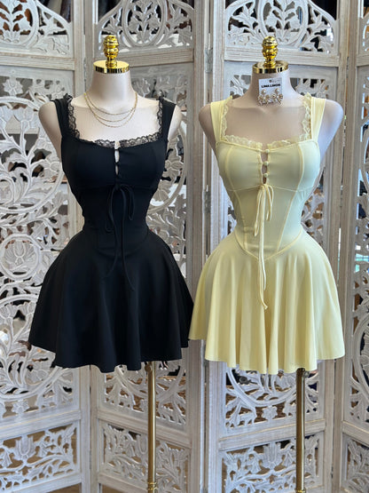 Milkmaid Lace Mini Dress-Estira , Stretchy