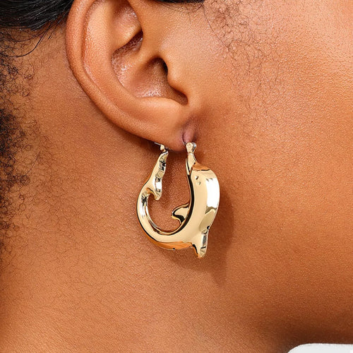 18K Gold-Plated Dolphin Hoop Earrings