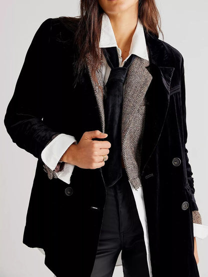 Lapel Collar Button Up Blazer