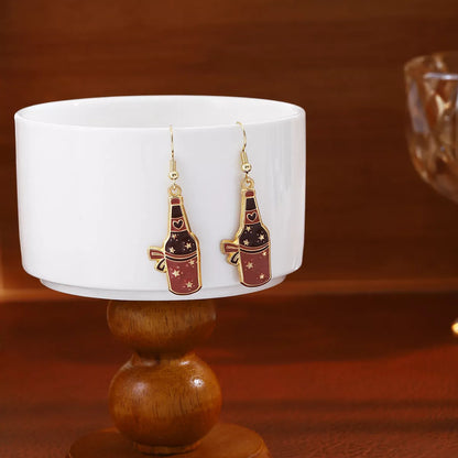 Cowboy Hat & Bottle Dangle Earrings