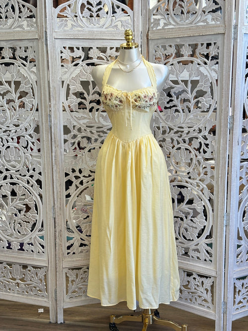Butter Embroidered Midi Dress -Stretchy, Estira