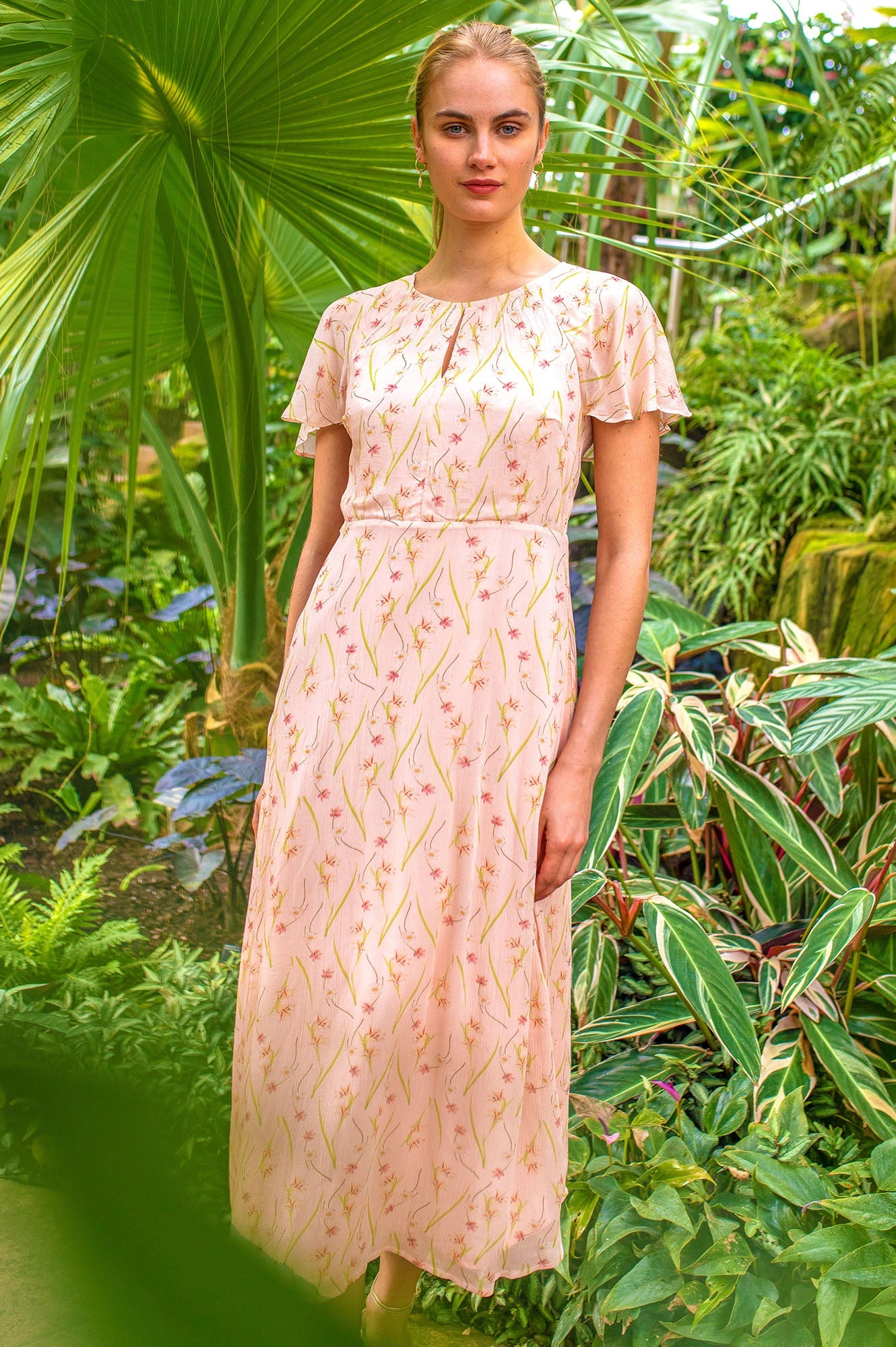 RHS Printed Cape Sleeved Dress | Blush