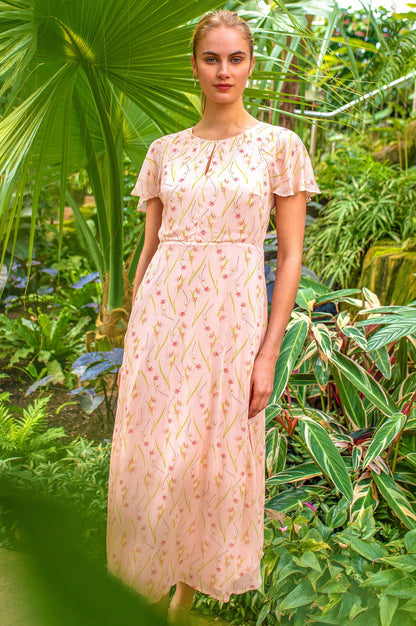 RHS Printed Cape Sleeved Dress | Blush