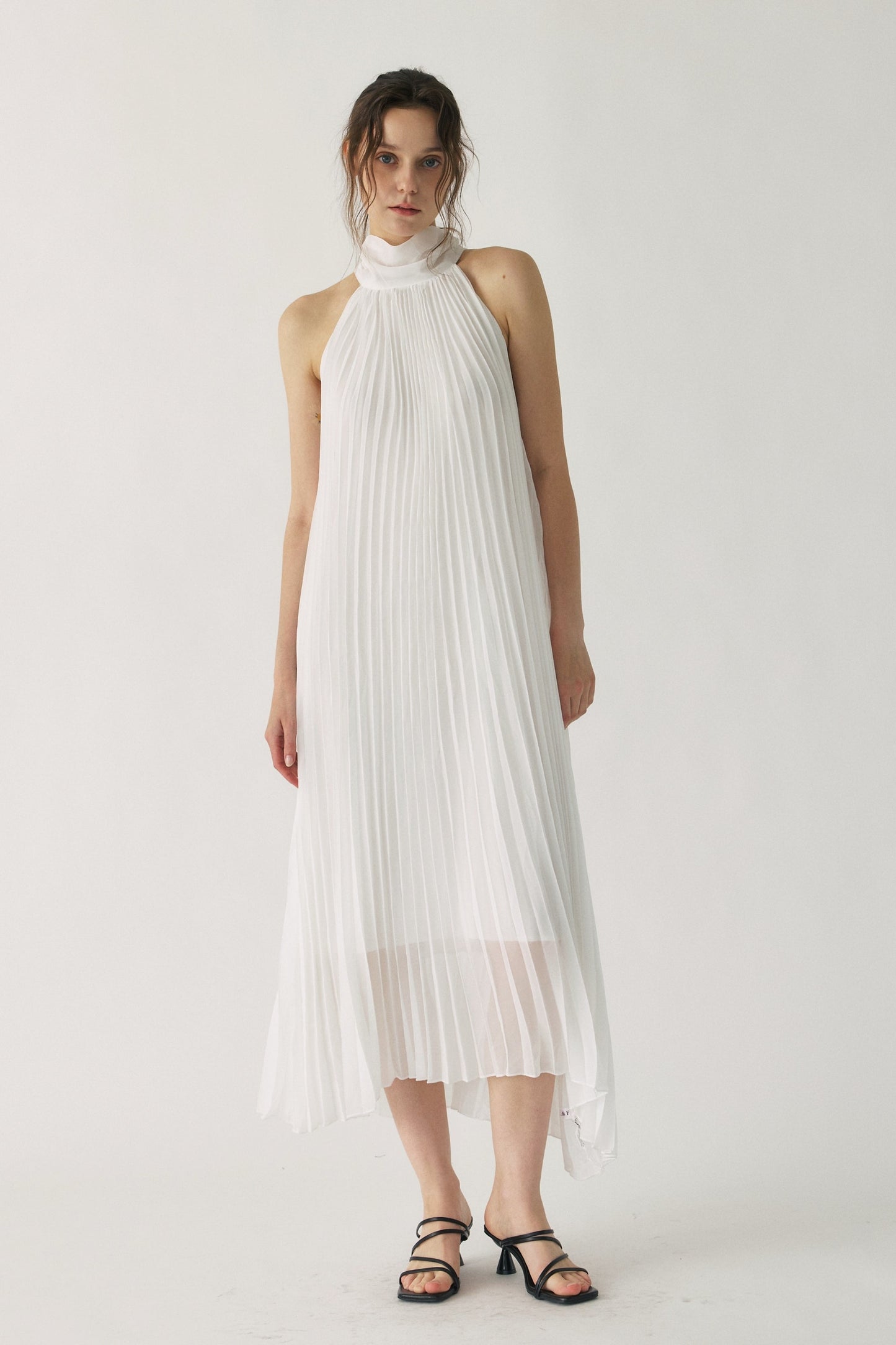 Elena Pleated Halter Maxi Dress
