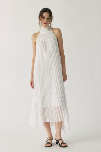 Elena Pleated Halter Maxi Dress