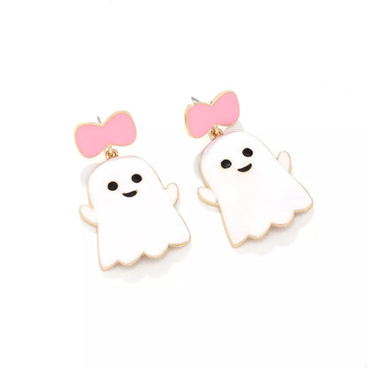 Halloween Ghost Dangle Earrings with Bow