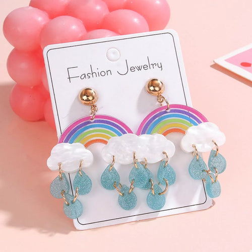 Rainbow Cloud Dangle Earrings