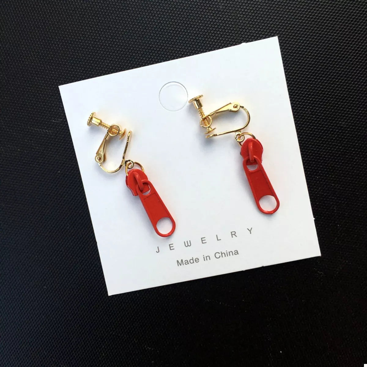 Zipper Dangle Clip-on Earrings