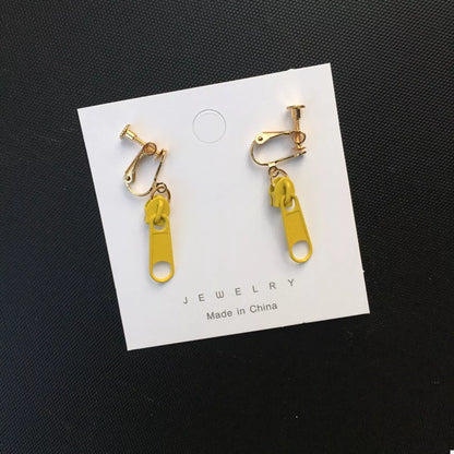 Zipper Dangle Clip-on Earrings