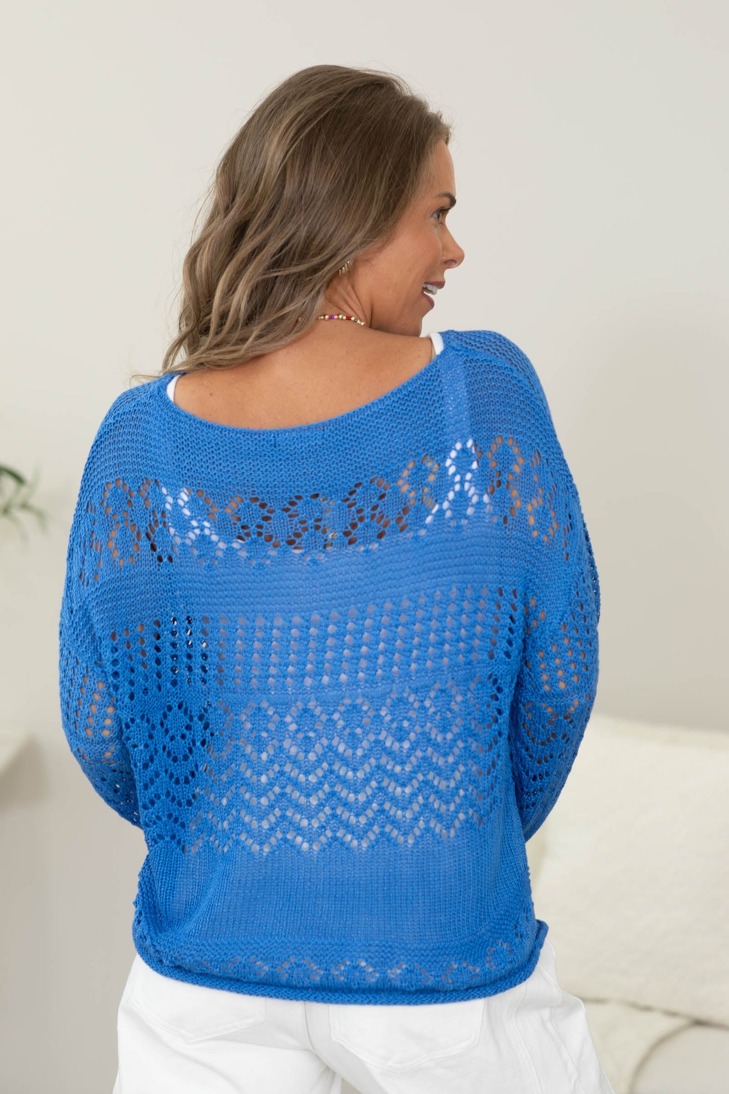Bohemian Open-Stitch Flare Sleeve Sweater