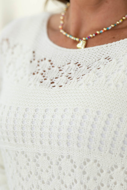 Bohemian Open-Stitch Flare Sleeve Sweater