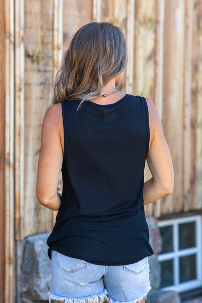 Black Tank Top With Rhinestones