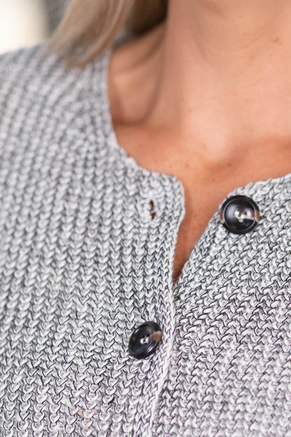 Black And Beige Marled Button Down Knit Sweater Button Vest