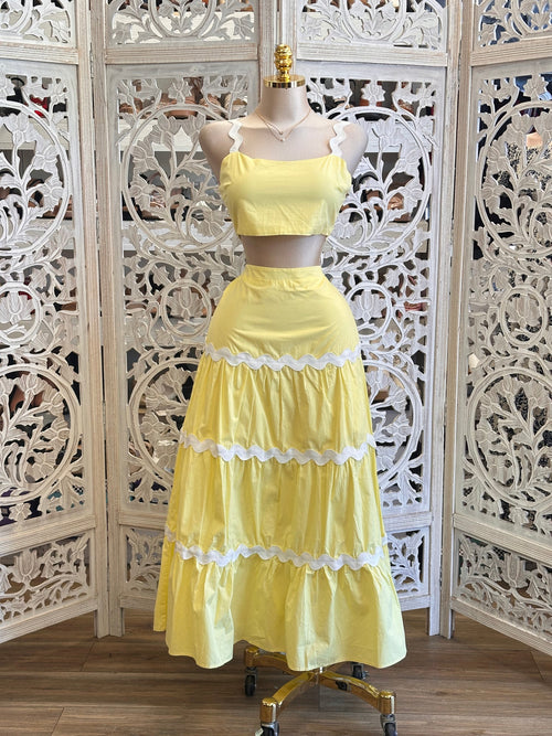Yellow Squiggly Pattern Set- Not Stretchy, No Estira