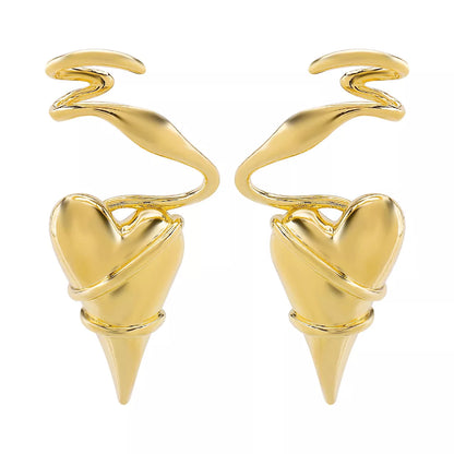 Heart-Shaped Twisted Wire Earrings