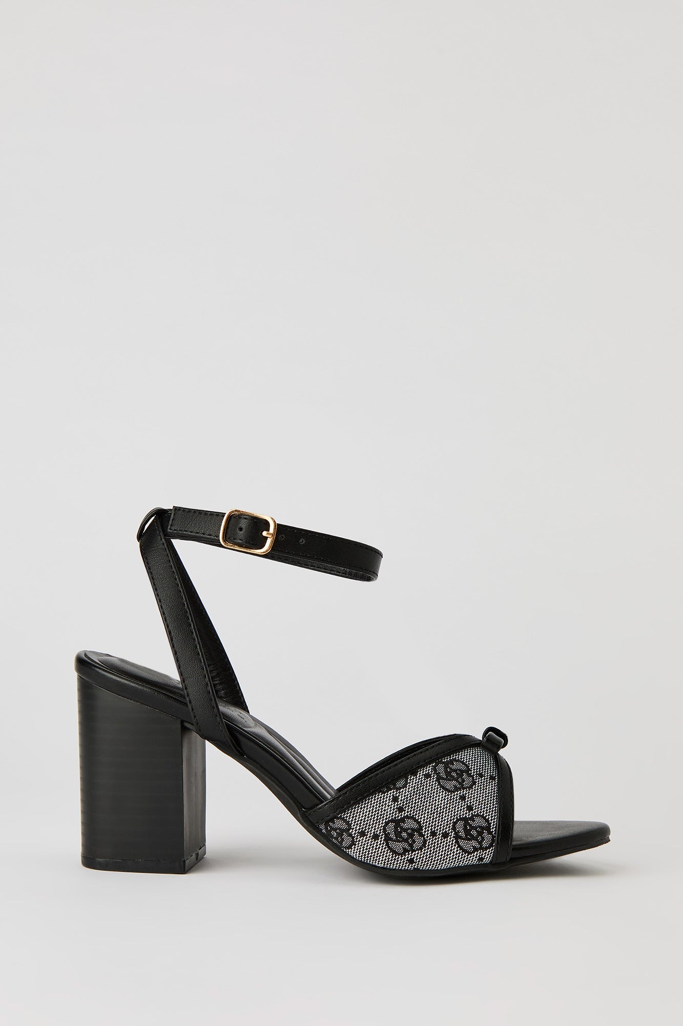 Bow Ankle Band Block Heeled Sandal