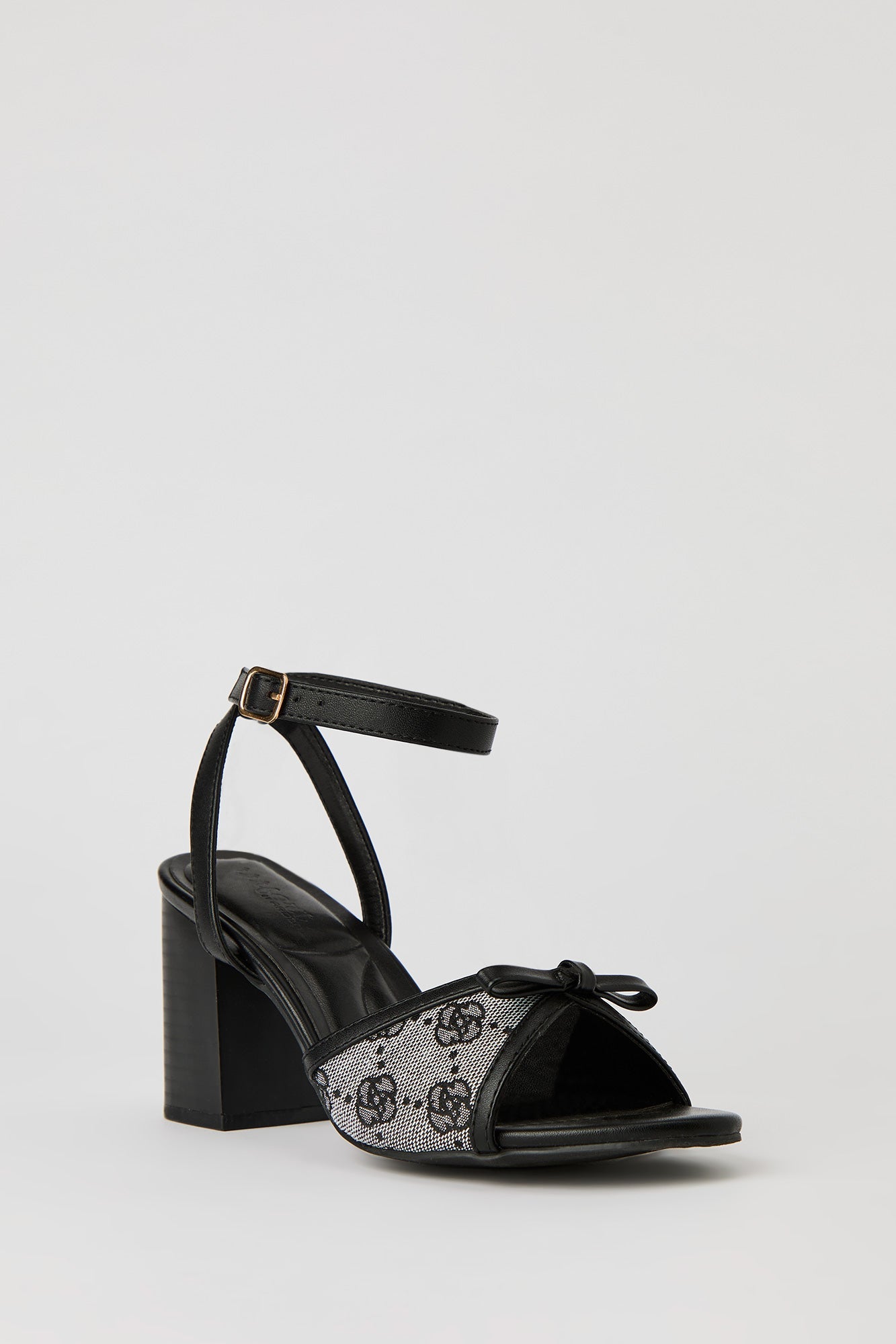 Bow Ankle Band Block Heeled Sandal
