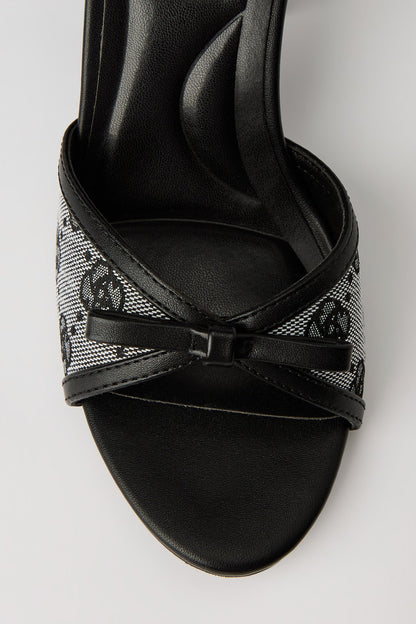 Bow Ankle Band Block Heeled Sandal