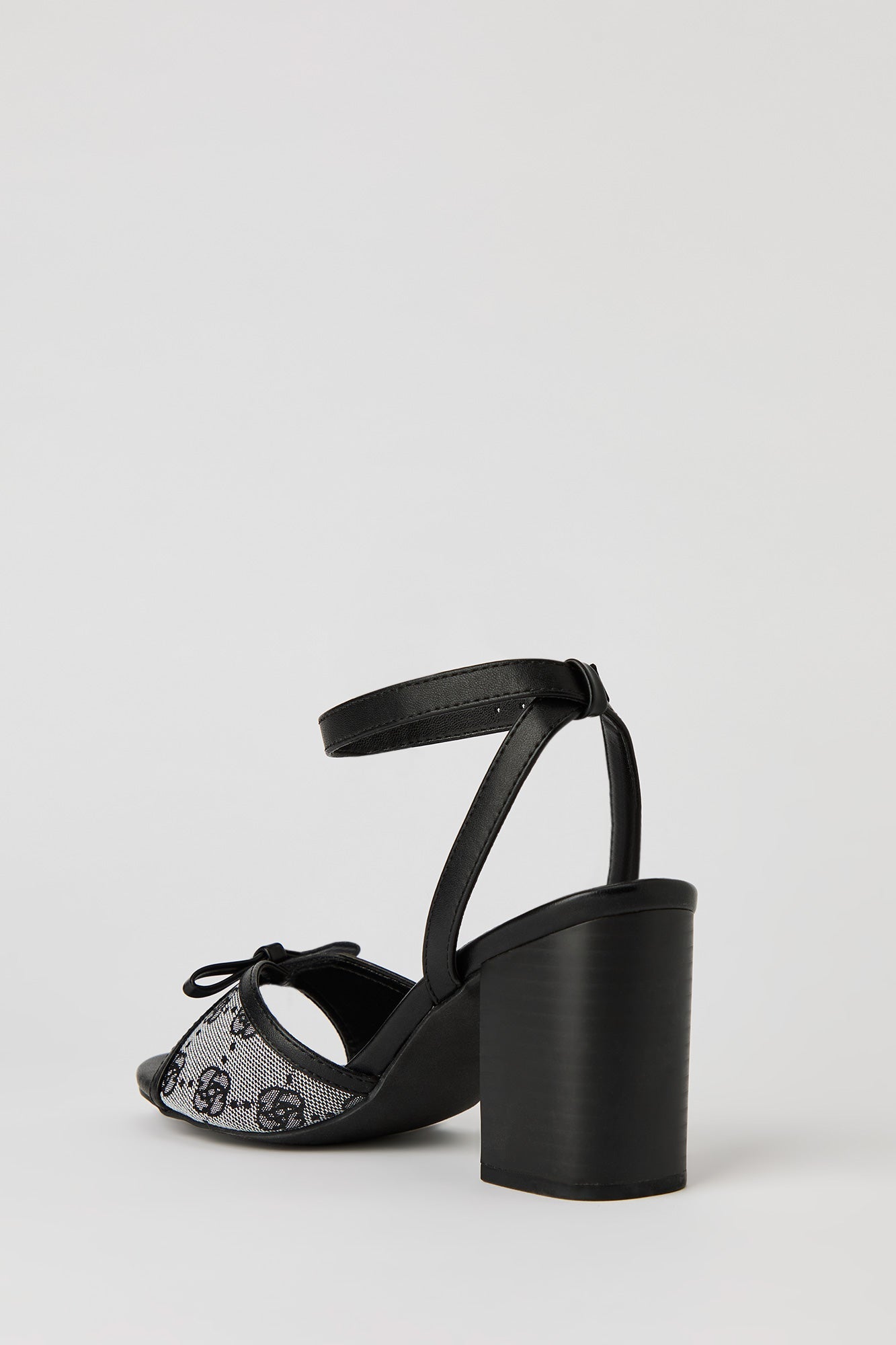 Bow Ankle Band Block Heeled Sandal