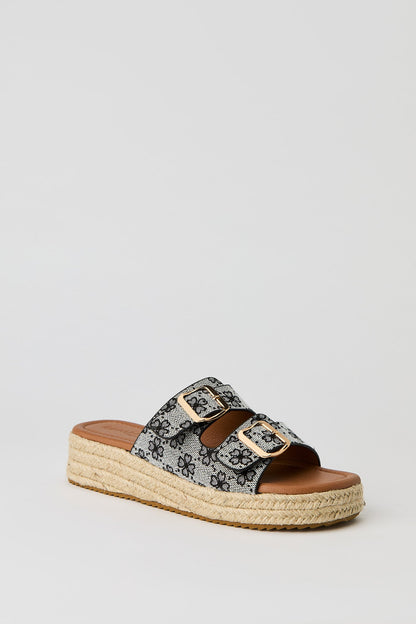 Double Buckle Espadrille Sandal