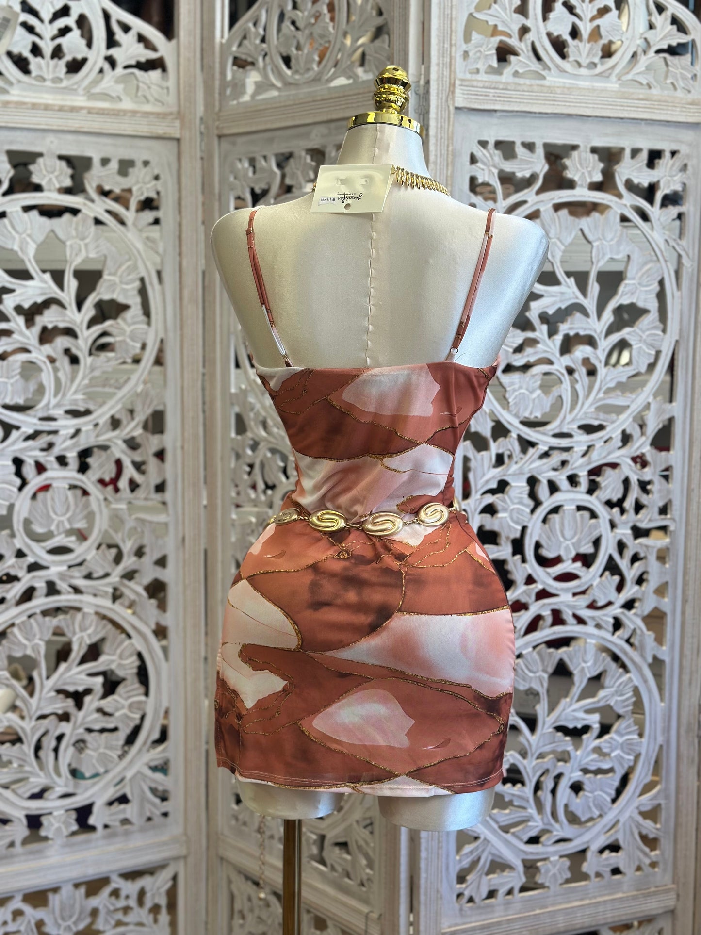 Shimmer Lined Tie Dye Dress- Estira, Stretchy