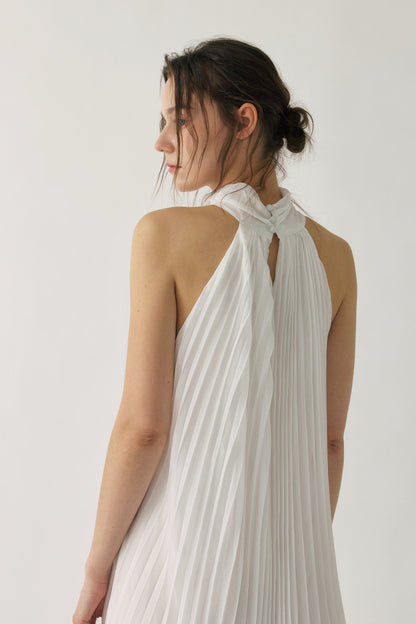 Elena Pleated Halter Maxi Dress