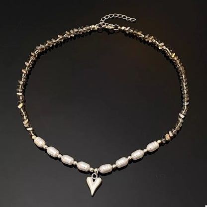 Pearl & Heart Pendant Necklace