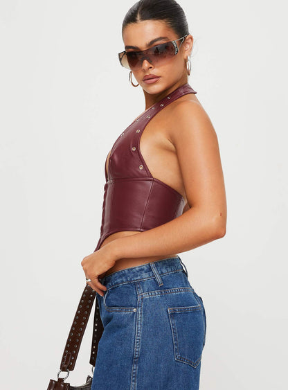 Palladia PU Jordy Corset Burgundy