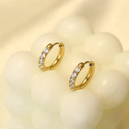 18K Gold-Plated Zircon Hoop Earrings