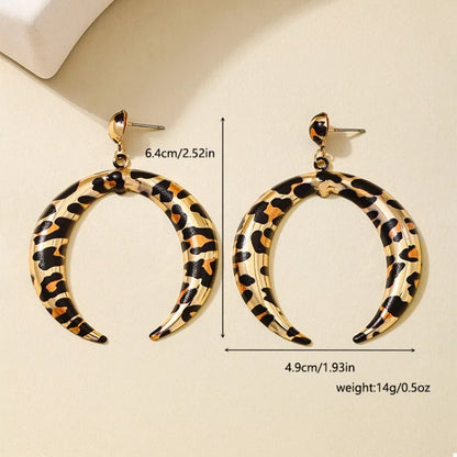 Leopard Crescent Dangle Earrings