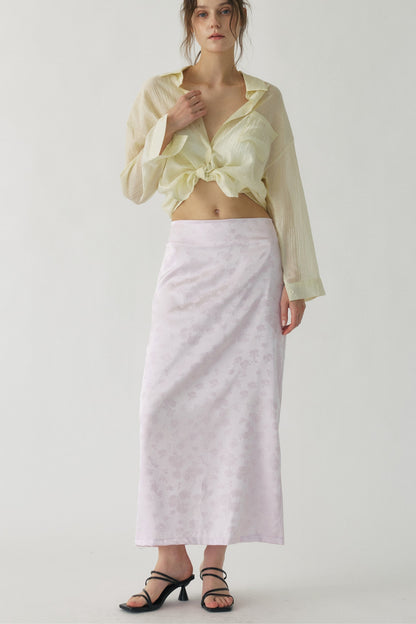 Rosalie Satin Jacquard Midi Skirt