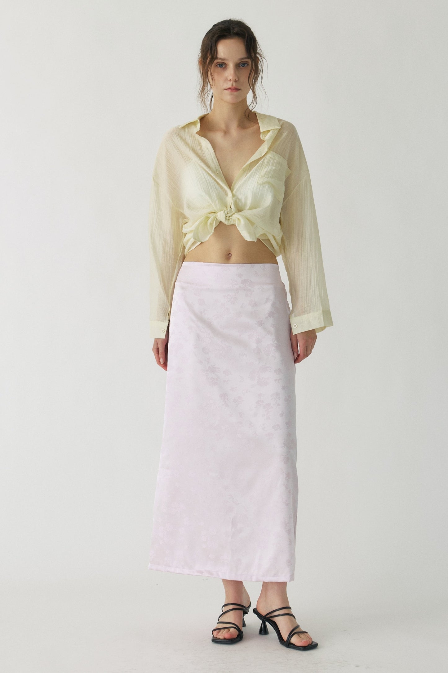 Rosalie Satin Jacquard Midi Skirt