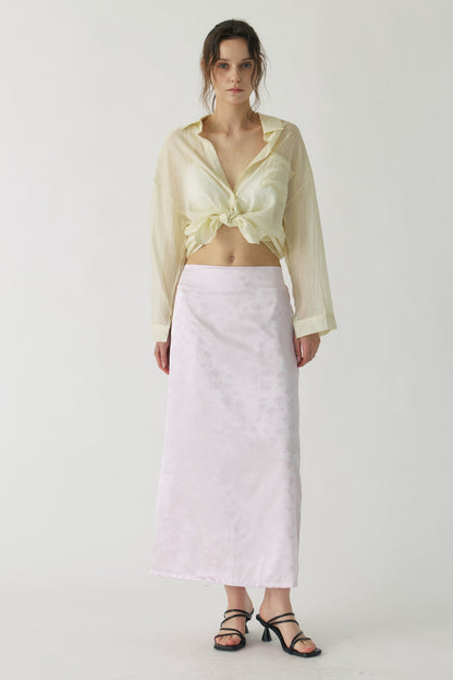 Rosalie Satin Jacquard Midi Skirt